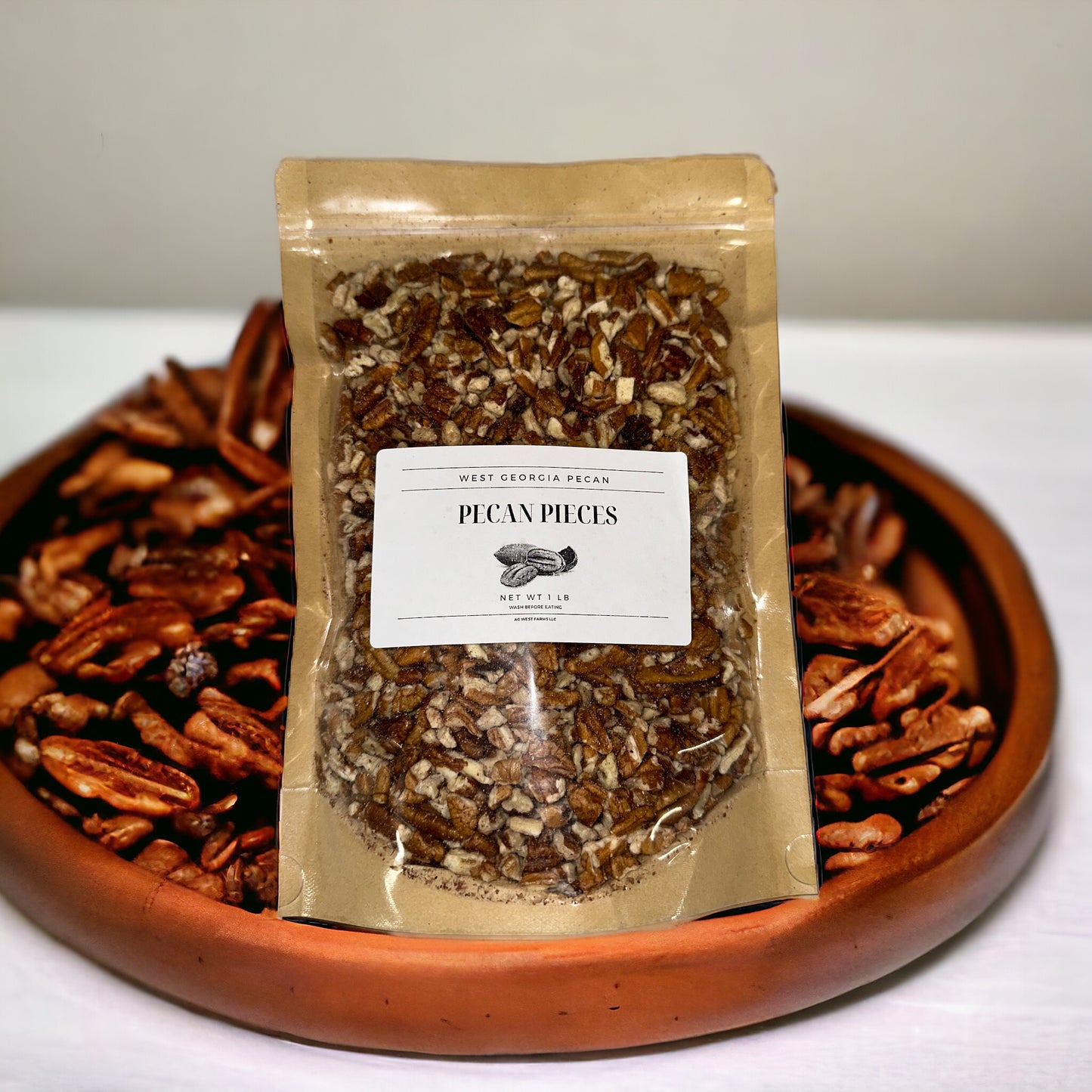 1 POUND BAG RAW GEORGIA PECAN PIECES