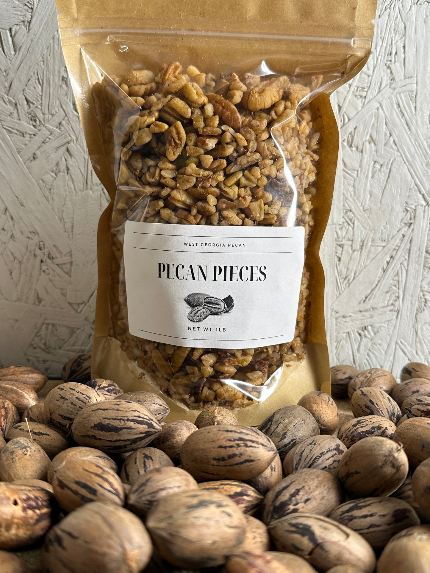 1 POUND BAG RAW GEORGIA PECAN PIECES